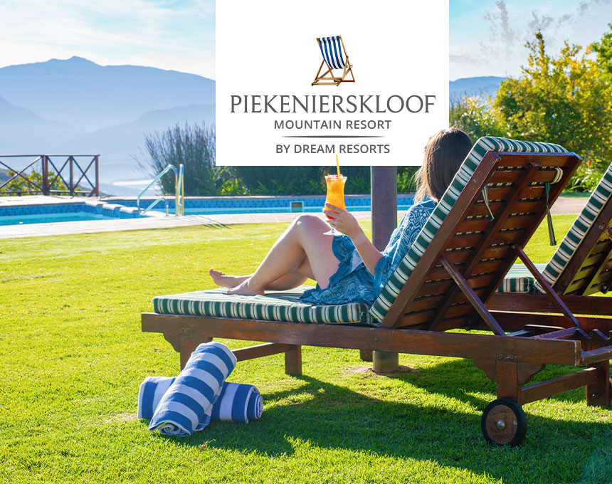 Piekenierskloof Mountain Resort - lady drinking by the pool